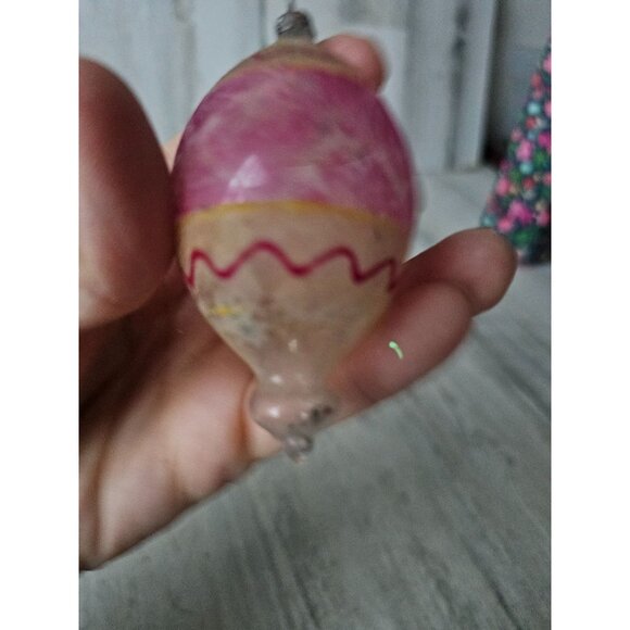 Antique pink swiggle glass ornament Xmas tree - Picture 3 of 12